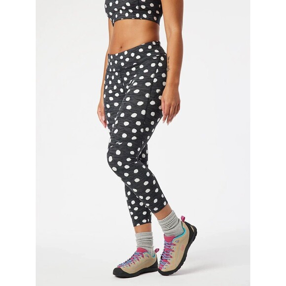 OUTDOOR VOICES TechSweat 3/4 Crop Leggings Size XS Polka Dot Print Black B27 - Picture 1 of 6